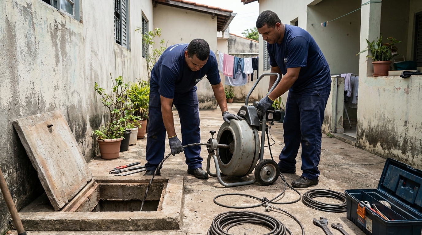 Desentupimento de Coluna Sanitária no Centro, Vitória da Conquista‑BA